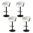 Safety Beach ivory velvet woven bar stool with gas lift and armrests in a modern kitchen