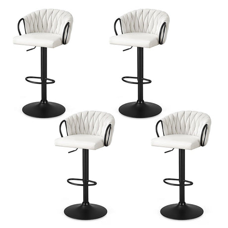 Safety Beach ivory velvet woven bar stool with gas lift and armrests in a modern kitchen