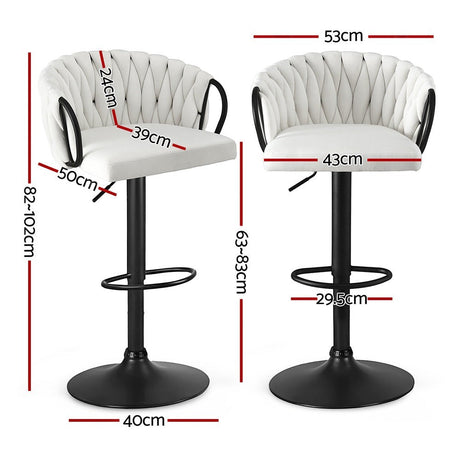 Safety Beach Velvet Bar Stool, Ivory 4pcs
