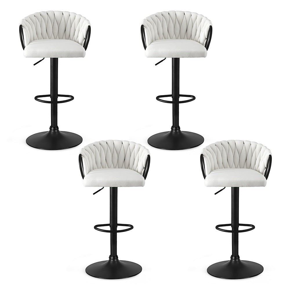 Safety Beach Velvet Bar Stool, Ivory 4pcs