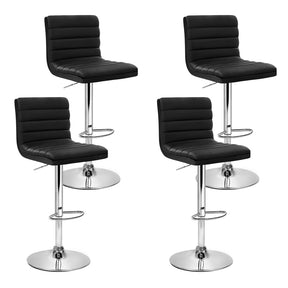 Moorabbin black PU leather gas lift bar stools set of four with chrome bases