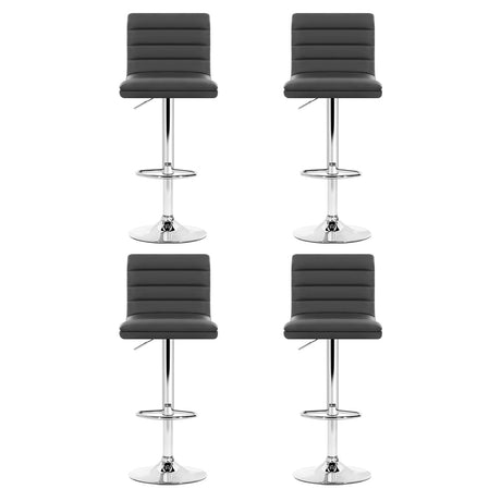 Artiss grey bar stool PU leather lined pattern seat and chrome base detail — Allure Home Collections