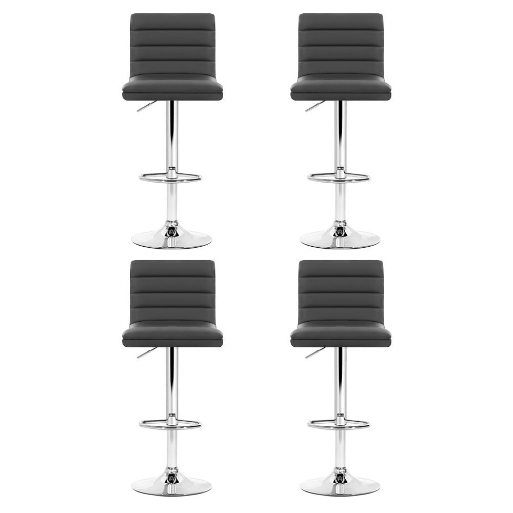 Close up of the krowera gas lift bar stool grey seat and frame