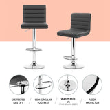 Side profile of Artiss grey leather bar stool showing chrome gas lift — Allure Home Collections