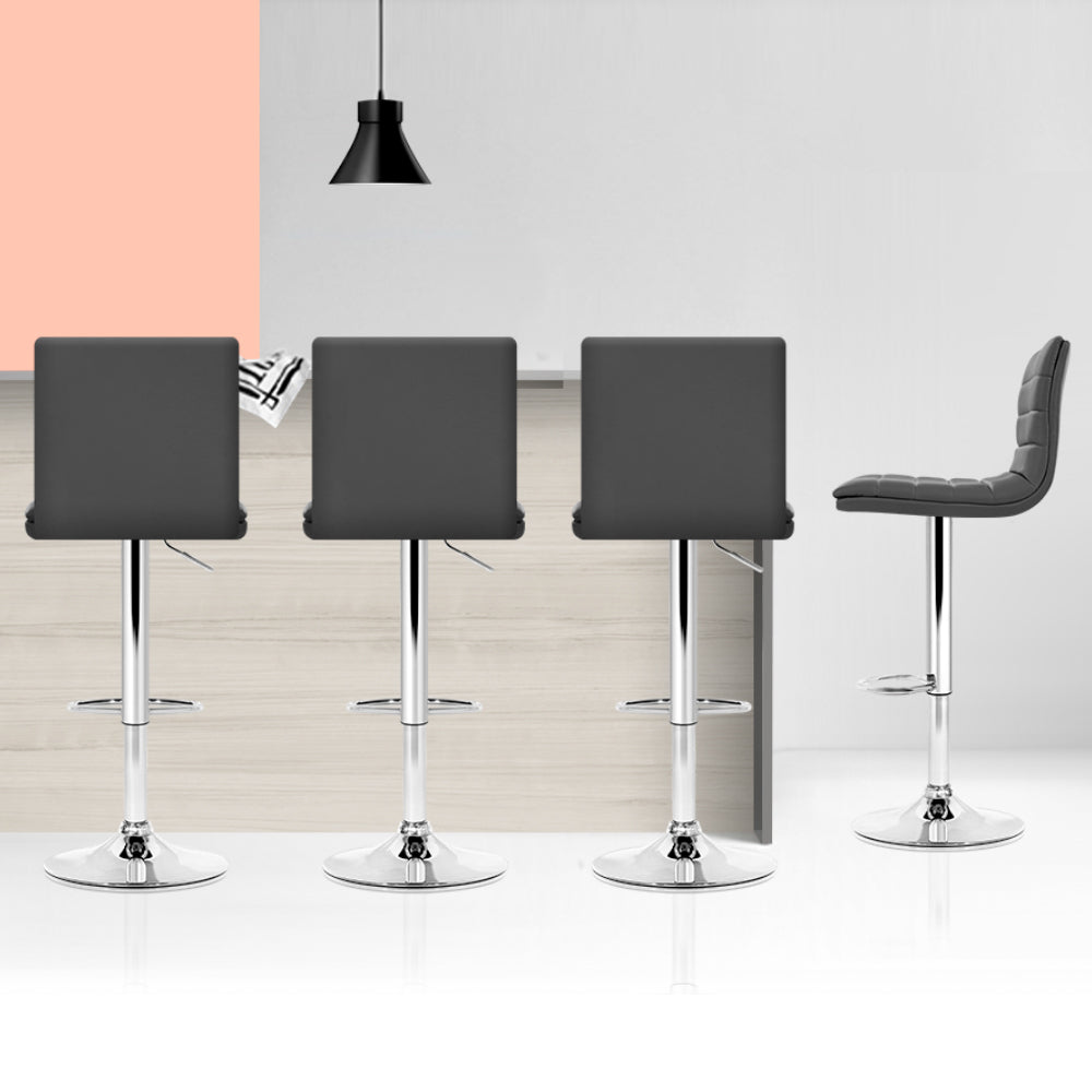 Artiss grey bar stool lined pattern seat close-up — Allure Home Collections