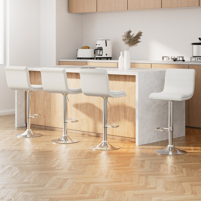 Artiss white PU leather gas lift bar stools set of 4 with extra thick foam — Allure Home Collections