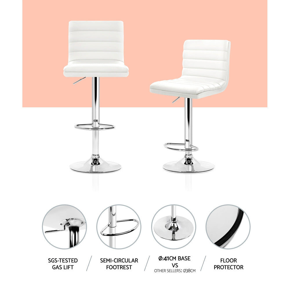 Set of 4 Artiss white gas lift bar stools at kitchen island — Allure Home Collections