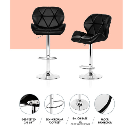 Side profile of Artiss padded bar stool showing chrome base — Allure Home Collections