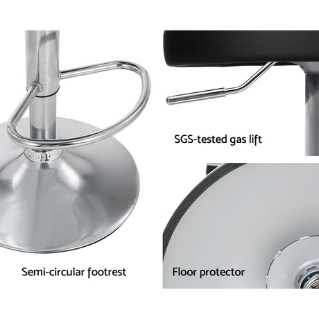 Artiss PU leather bar stools showing full height adjustment range — Allure Home Collections