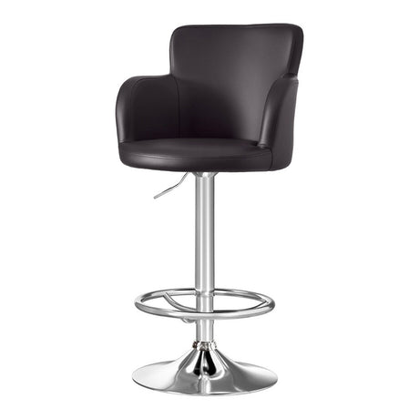 Artiss black bar stool PU leather seat and gas lift detail — Allure Home Collections