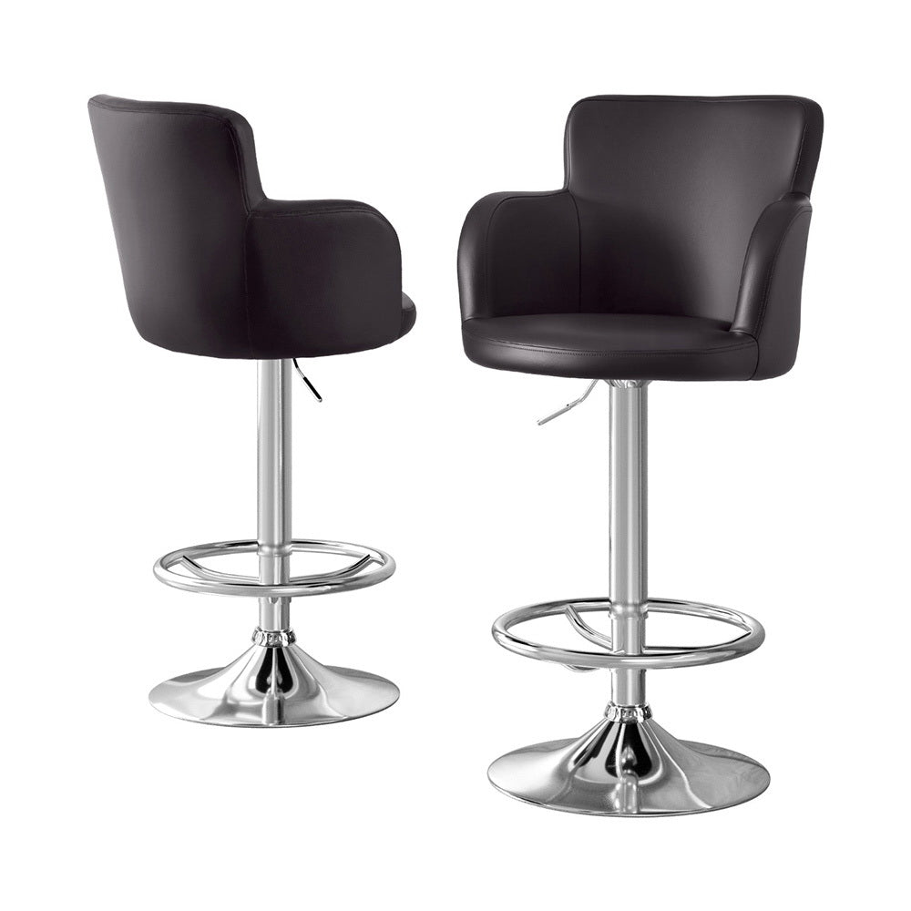 Rosebud brown PU leather swivel bar stool 2pcs set with chrome base at a home bar