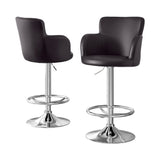 Rosebud brown PU leather swivel bar stool 2pcs set with chrome base at a home bar
