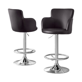 Rosebud brown PU leather swivel bar stool 2pcs set with chrome base at a home bar