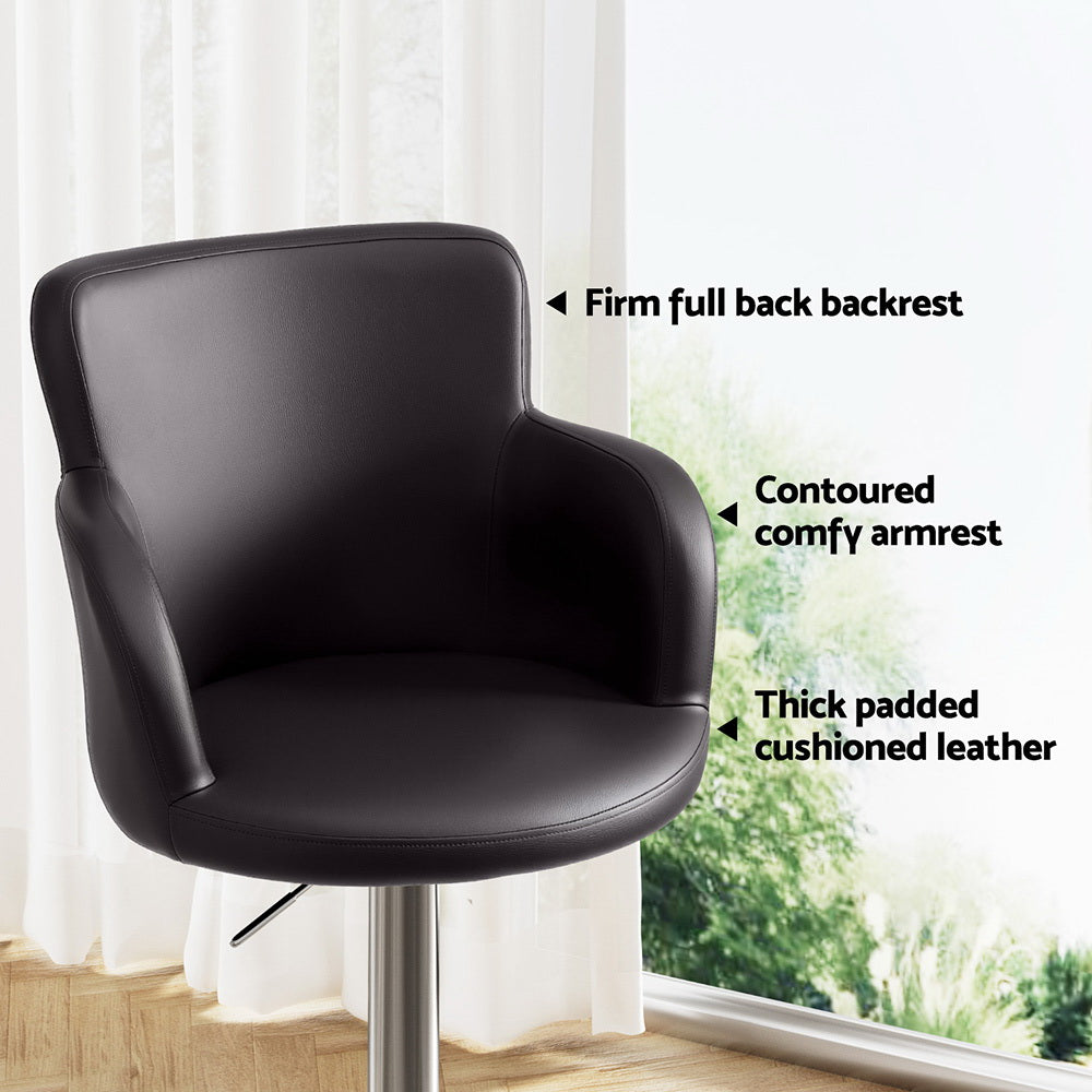 Artiss Premium Brown Leather Bar Stools