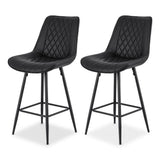 Chelsea black diamond stitched bar stool with metal frame at a kitchen counter
