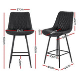 Chelsea black diamond stitched bar stool with metal frame at a kitchen counter