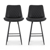 Chelsea black diamond stitched bar stool with metal frame at a kitchen counter