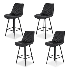 Chelsea black diamond stitched bar stool with metal frame at a kitchen counter
