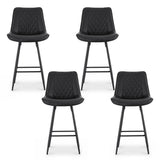 Chelsea black diamond stitched bar stool with metal frame at a kitchen counter