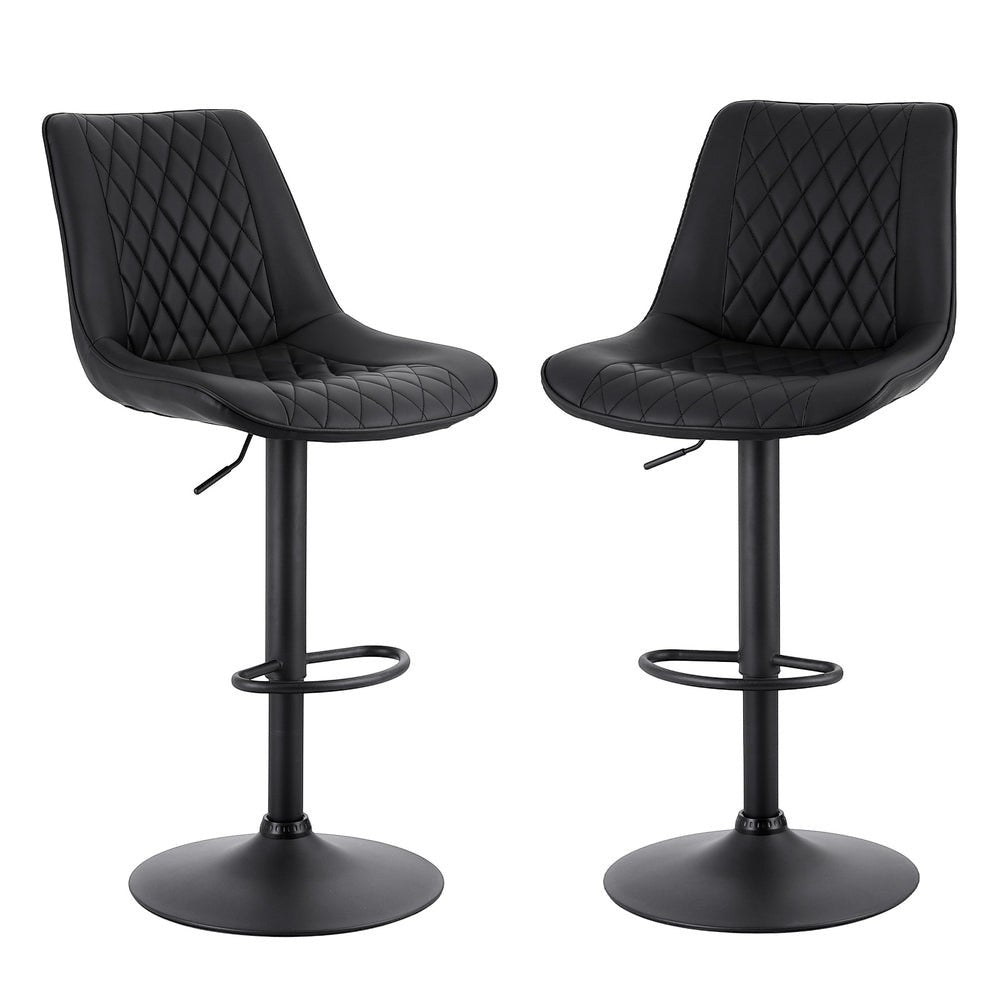 Diamond Bay black gas lift bar stool with diamond backrest at a kitchen island