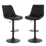 Diamond Bay black gas lift bar stool with diamond backrest at a kitchen island