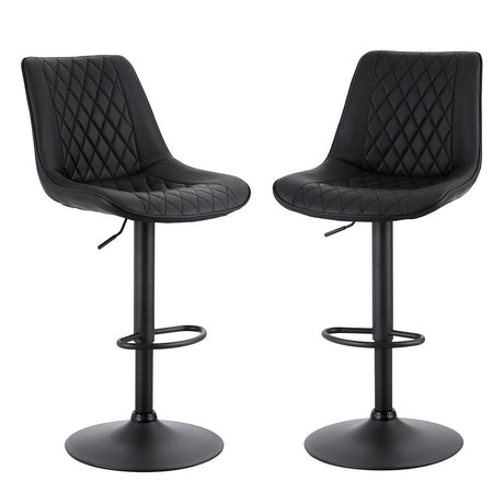 Diamond Bay black gas lift bar stool with diamond backrest at a kitchen island