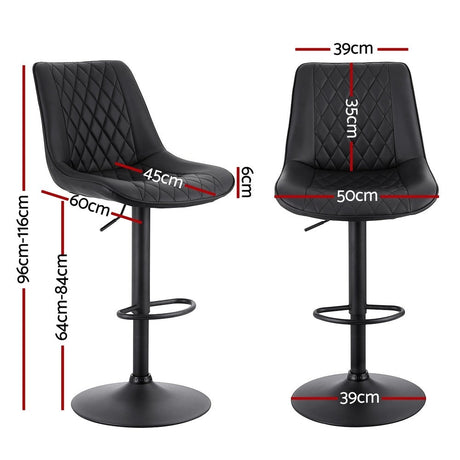 Diamond Bay black gas lift bar stool with diamond backrest at a kitchen island