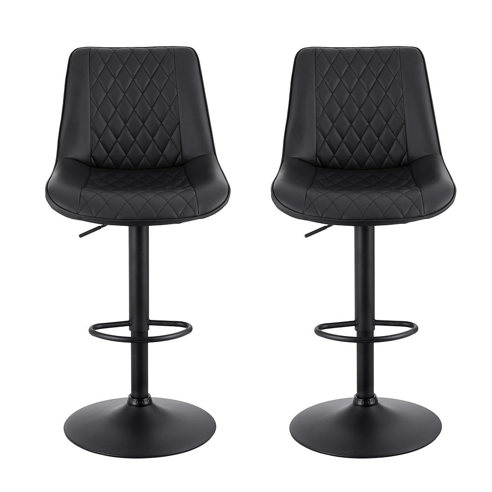 Diamond Bay black gas lift bar stool with diamond backrest at a kitchen island
