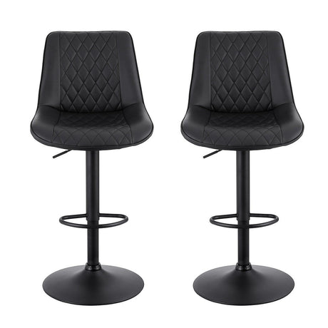 Diamond Bay black gas lift bar stool with diamond backrest at a kitchen island