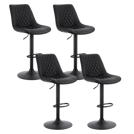 Diamond Bay black gas lift bar stool with diamond backrest at a kitchen island