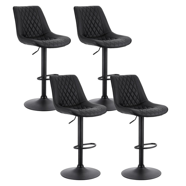 Diamond Bay black gas lift bar stool with diamond backrest at a kitchen island