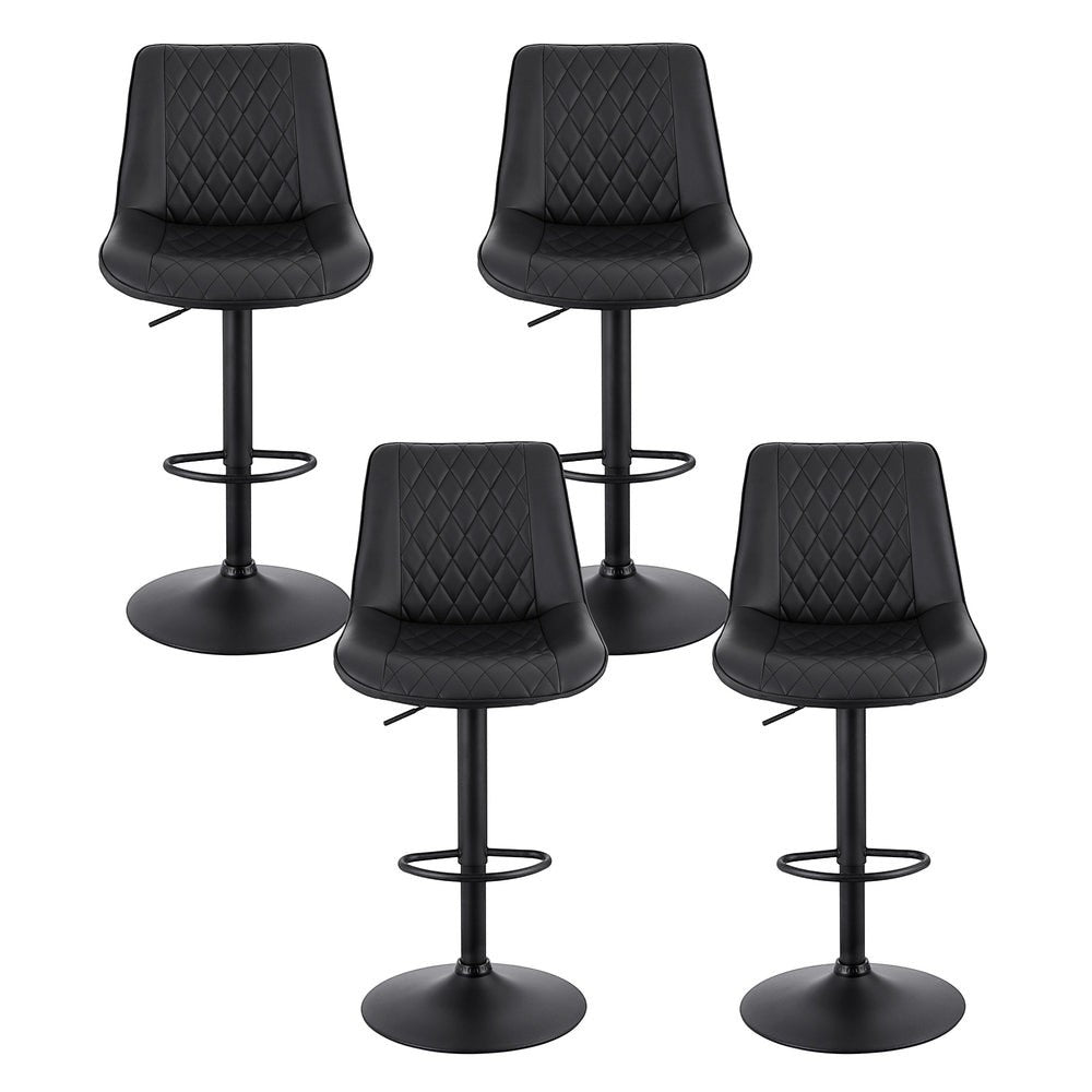 Diamond Bay black gas lift bar stool with diamond backrest at a kitchen island