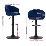 Side profile of Artiss velvet bar stool showing chrome base — Allure Home Collections
