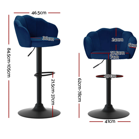 Side profile of Artiss velvet bar stool showing chrome base — Allure Home Collections