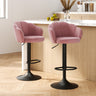 Two Artiss velvet gas lift bar stools at kitchen counter — Allure Home Collections