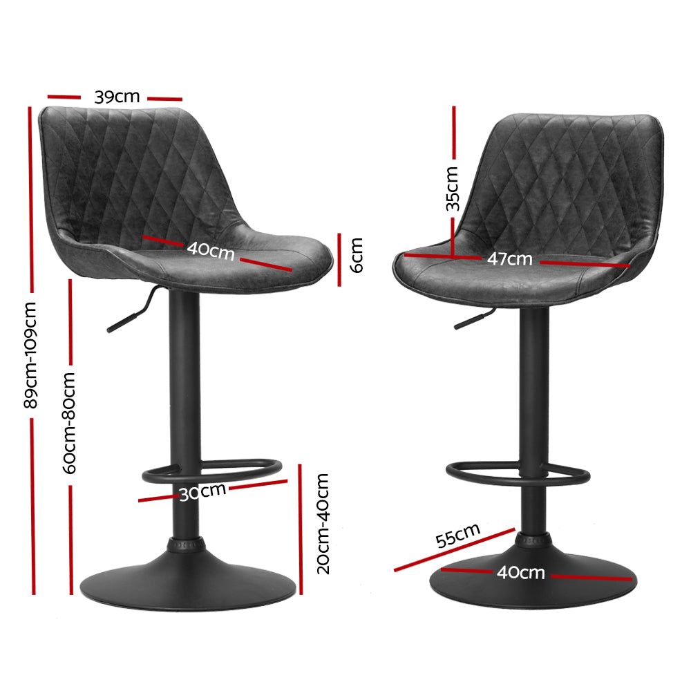 Tyabb Vintage Bar Stool, Black 2pcs