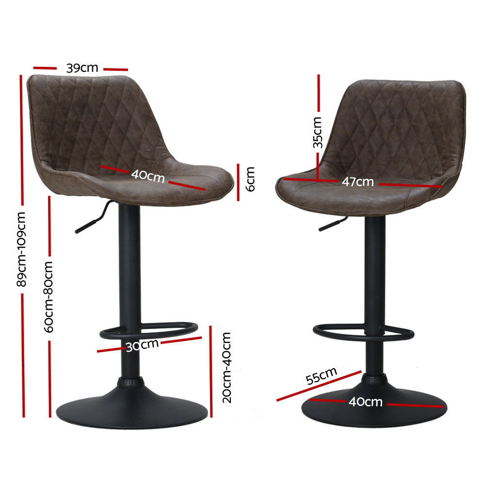Tyabb Vintage Bar Stool, Brown 2pcs