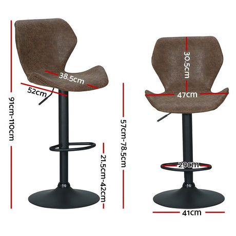 Woolamai vintage leather bar stool brown beside a kitchen island