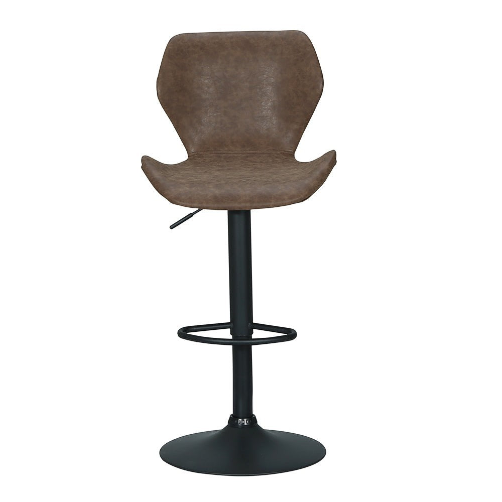 Close up of the woolamai vintage leather bar stool brown seat and frame