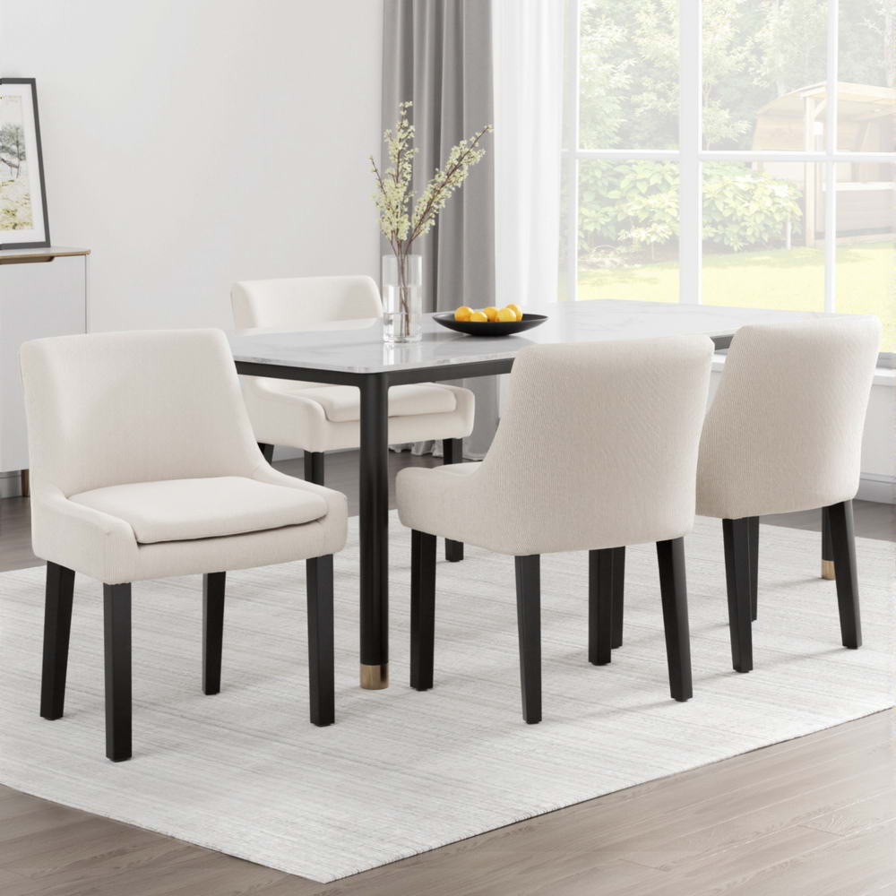 Corduroy Dining Chairs Set of 4 - Beige