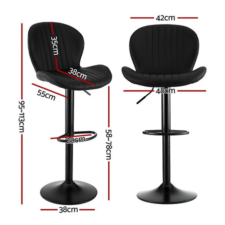Rosebud Gas Lift Bar Stool, Black 4pcs