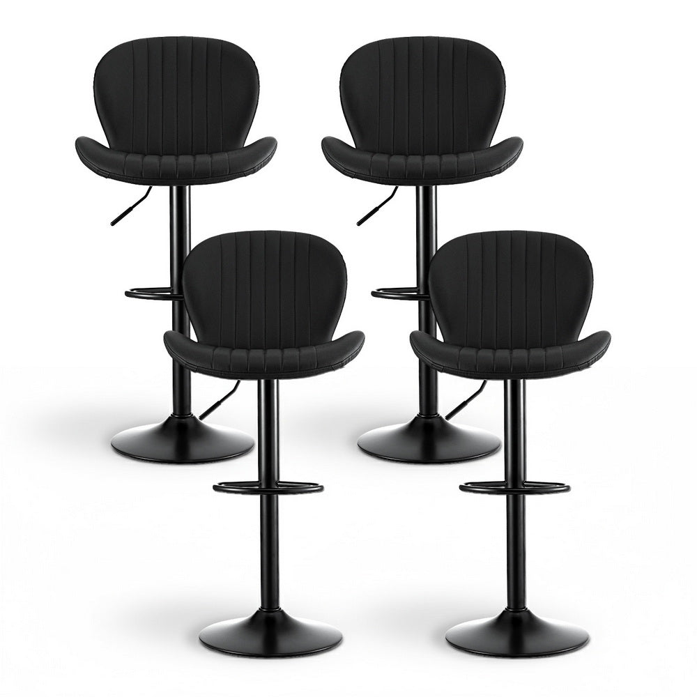 Portsea Swivel Bar Stool, Black 4pcs