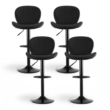 Rosebud Gas Lift Bar Stool, Black 4pcs