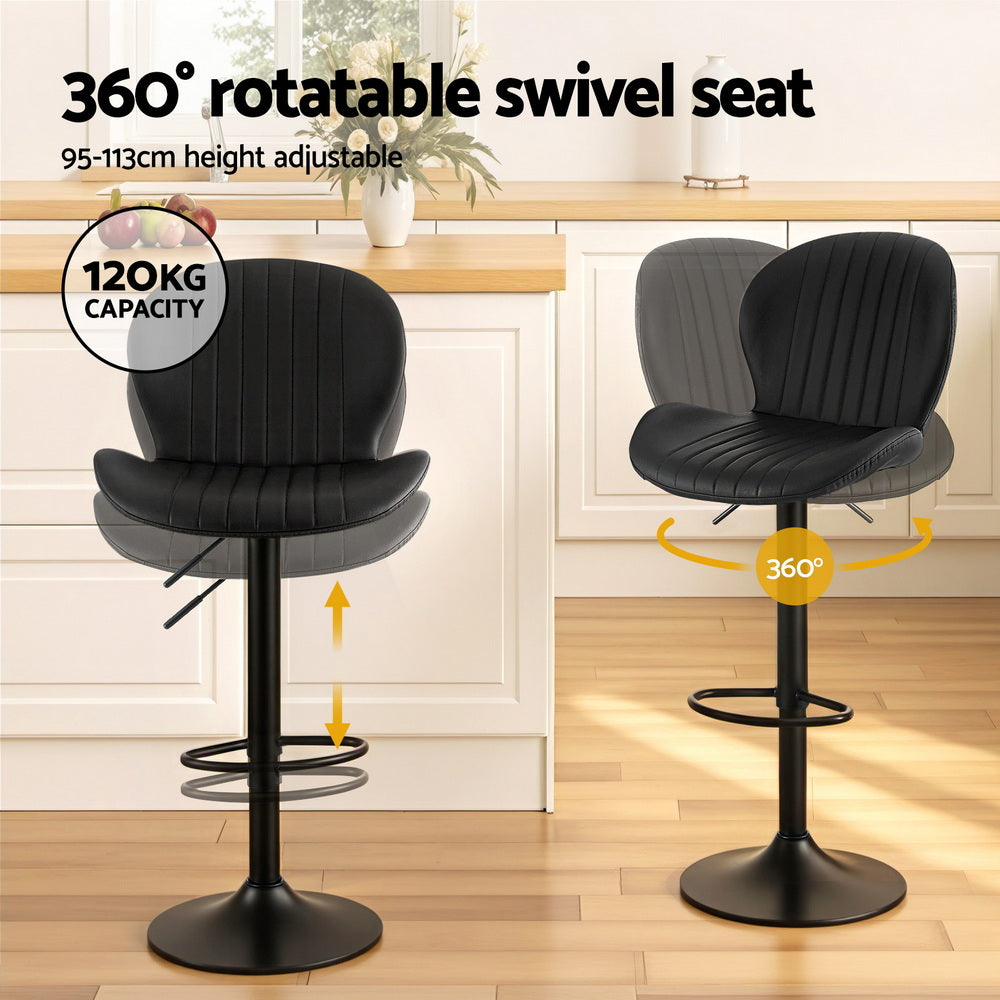 Portsea Swivel Bar Stool, Black 4pcs
