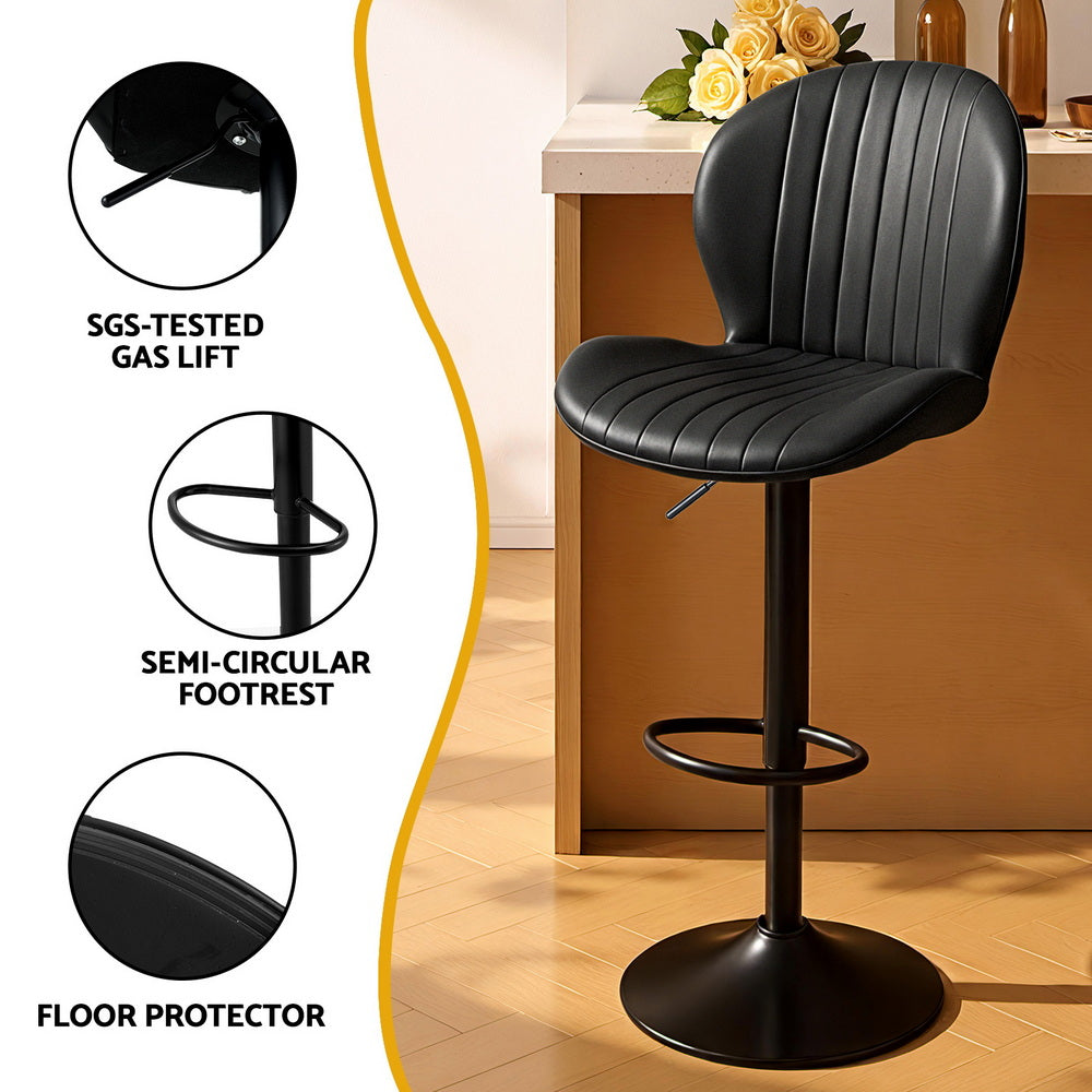 Portsea Swivel Bar Stool, Black 4pcs