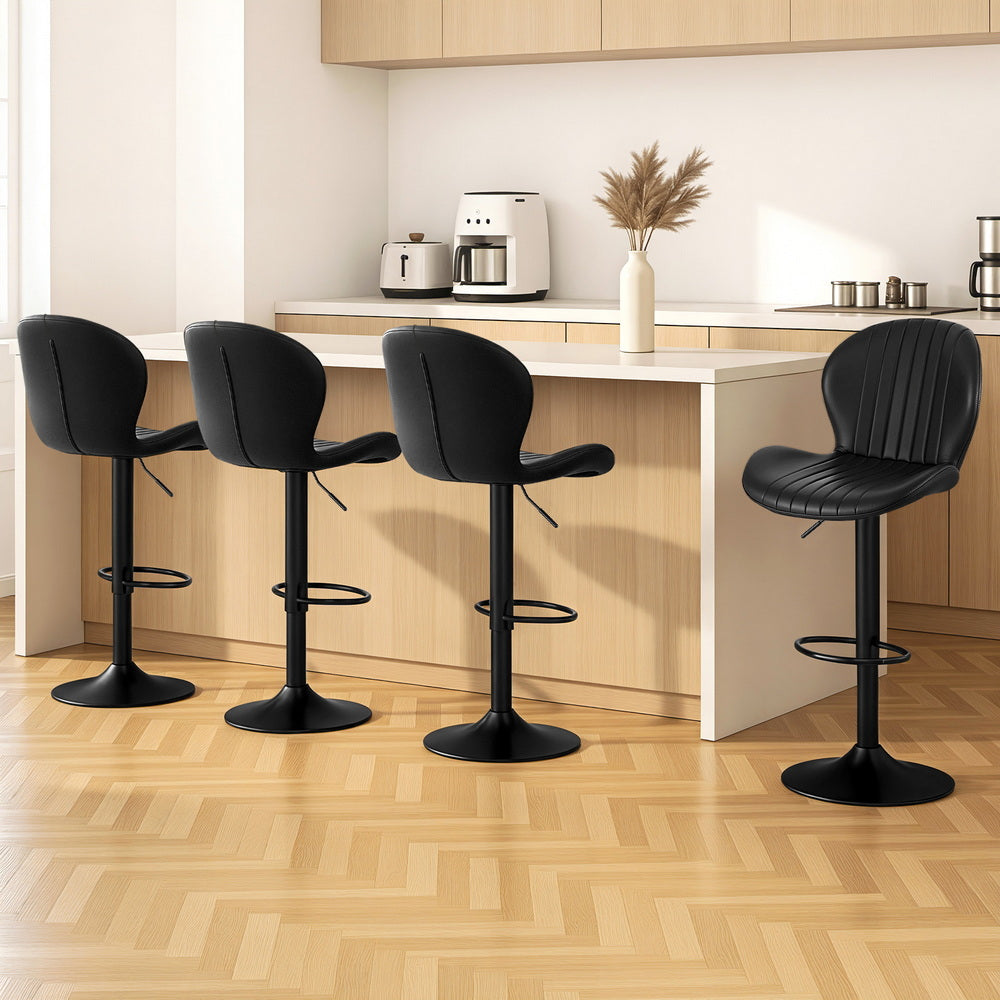 Portsea Swivel Bar Stool, Black 4pcs