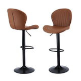 Portsea brown PU leather swivel bar stool 2pcs set at a breakfast bar