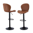 Rosebud brown faux leather gas lift shell bar stool at a kitchen counter