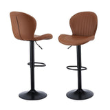 Rosebud brown faux leather gas lift shell bar stool at a kitchen counter