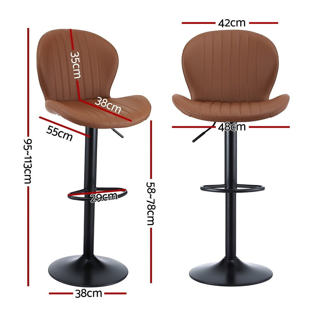Rosebud Gas Lift Bar Stool, Brown 2pcs